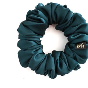 Scrunchie butelkowa zieleń Satyna jedwabna Standard