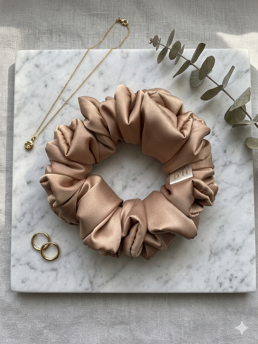 Scrunchie Cappucino Satyna jedwabna Standard - obrazek 2