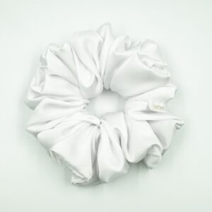 Scrunchie Biała Satyna jedwabna Duża
