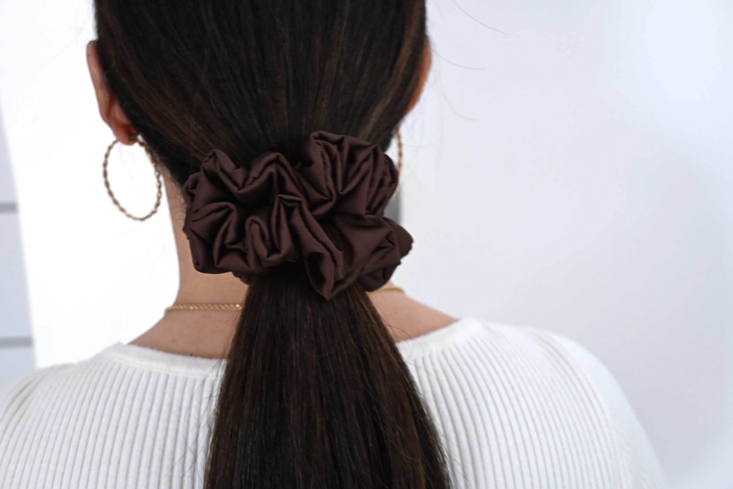 Scrunchie Brąz Satyna jedwabna Standard - obrazek 3