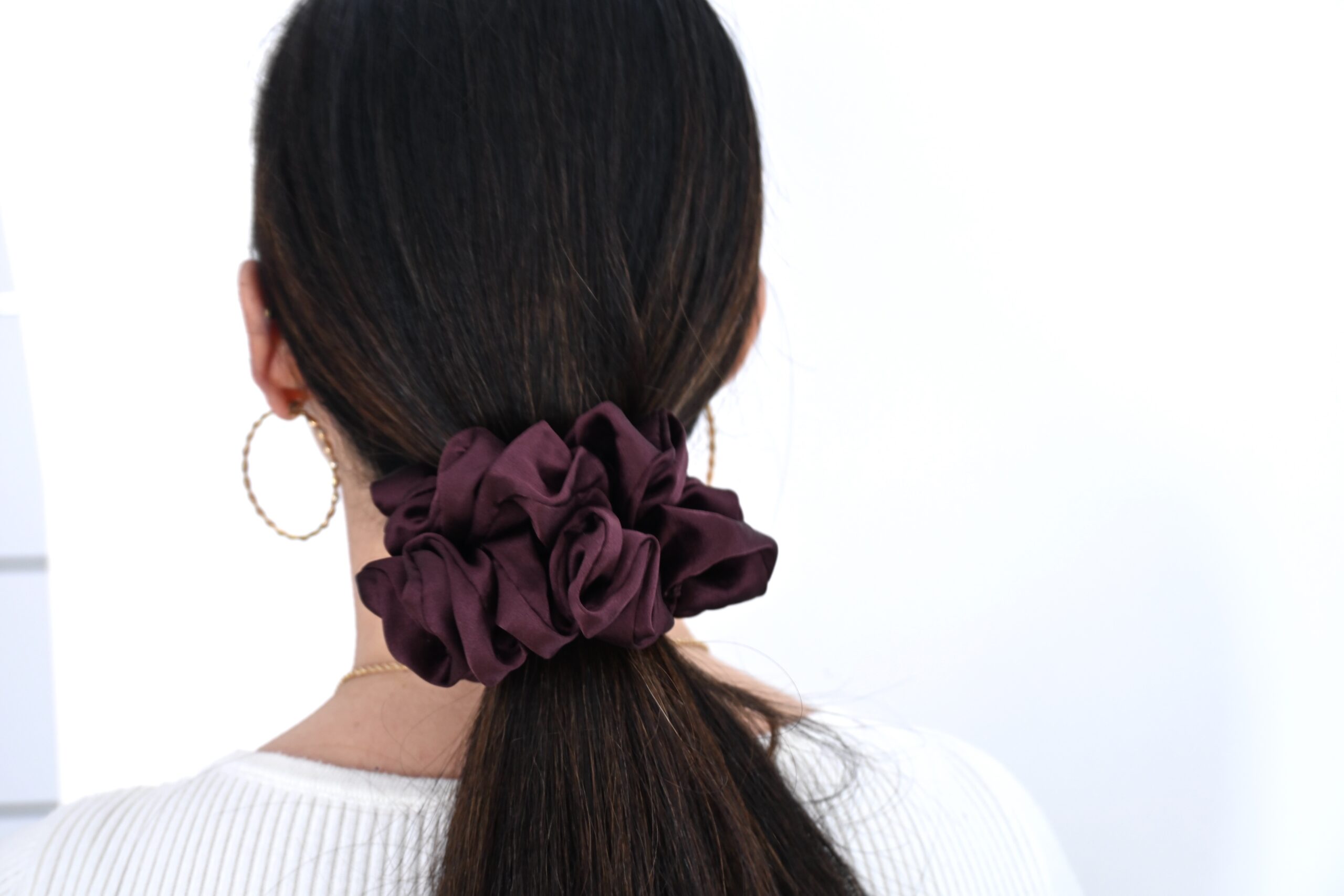 Scrunchie Burgund Jedwab Standard - obrazek 3
