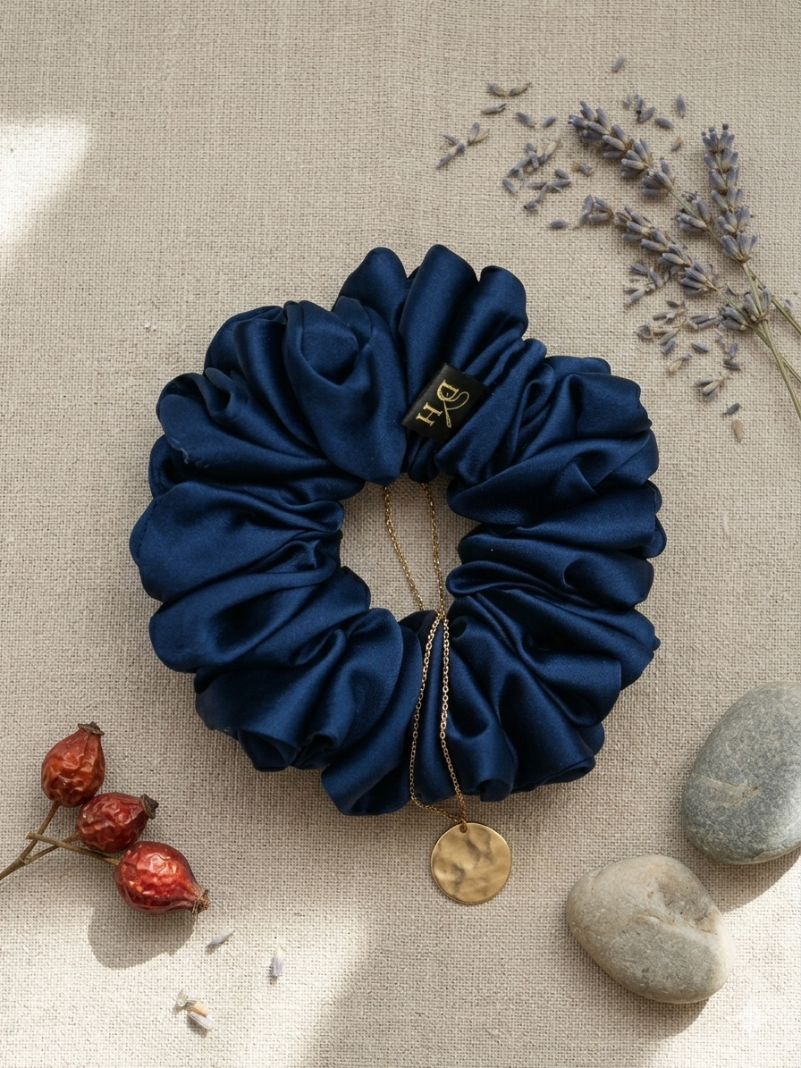 Scrunchie Niebieski Atlantycki Jedwab Standard - obrazek 3