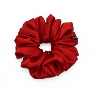 Scrunchie Czerwona  Satyna jedwabna Duża