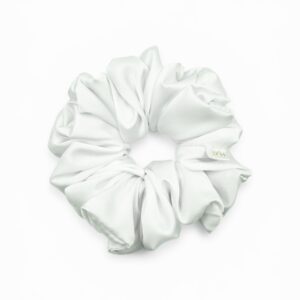 Scrunchie Biała Satyna jedwabna Duża