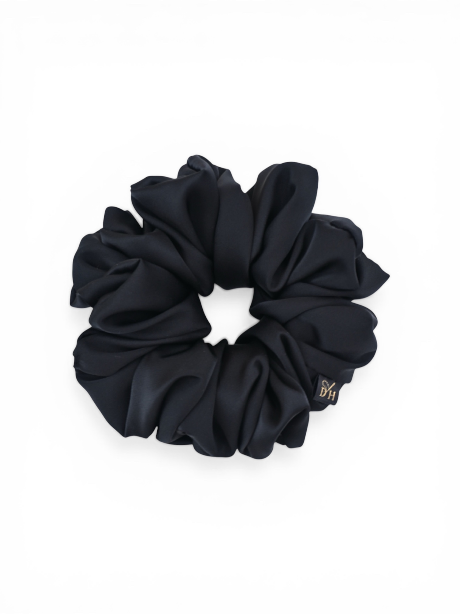 Scrunchie Czarna Satyna jedwabna Duża