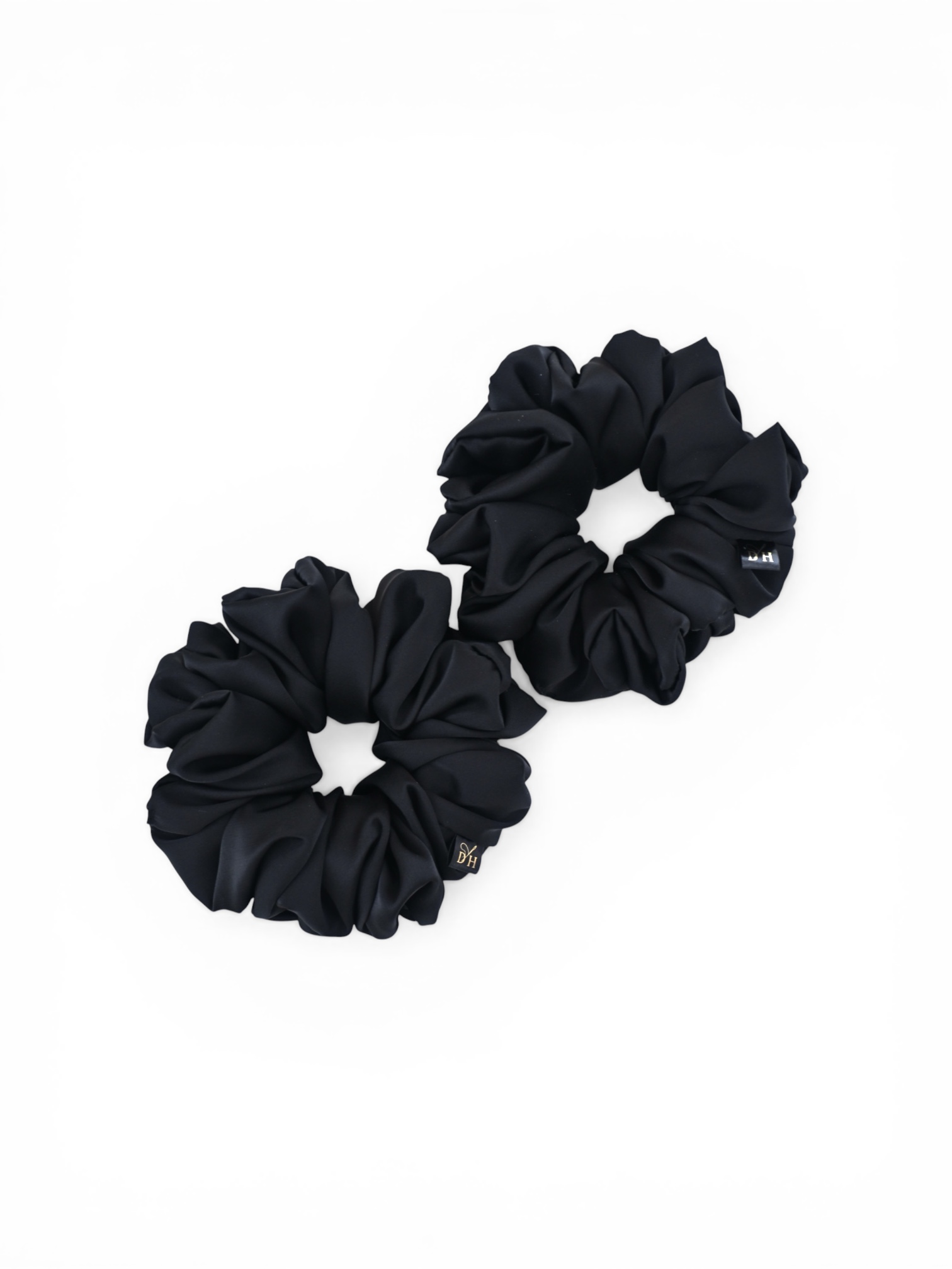 Scrunchie Czarna Satyna jedwabna Duża - obrazek 3