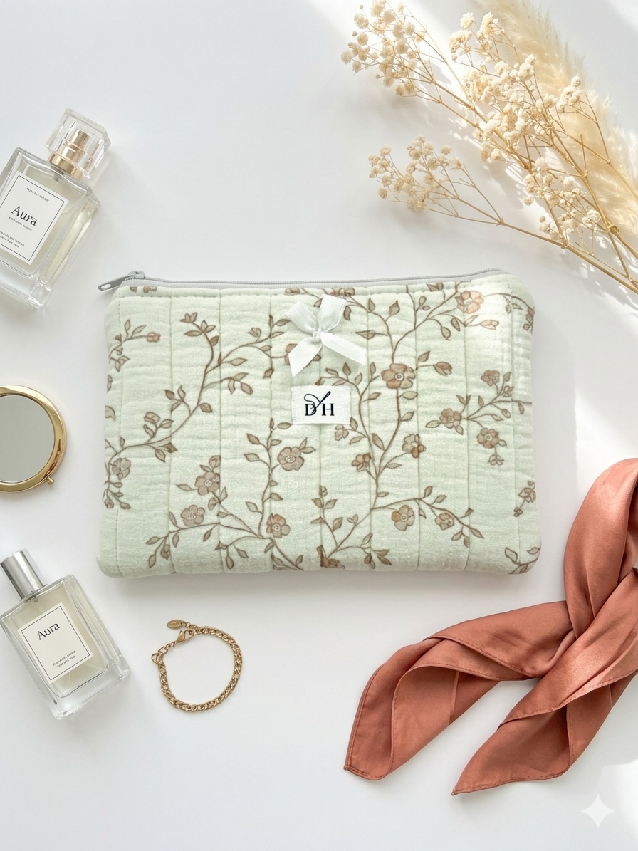Kosmetyczka Blossom – pikowany muślin bawełniany - obrazek 2