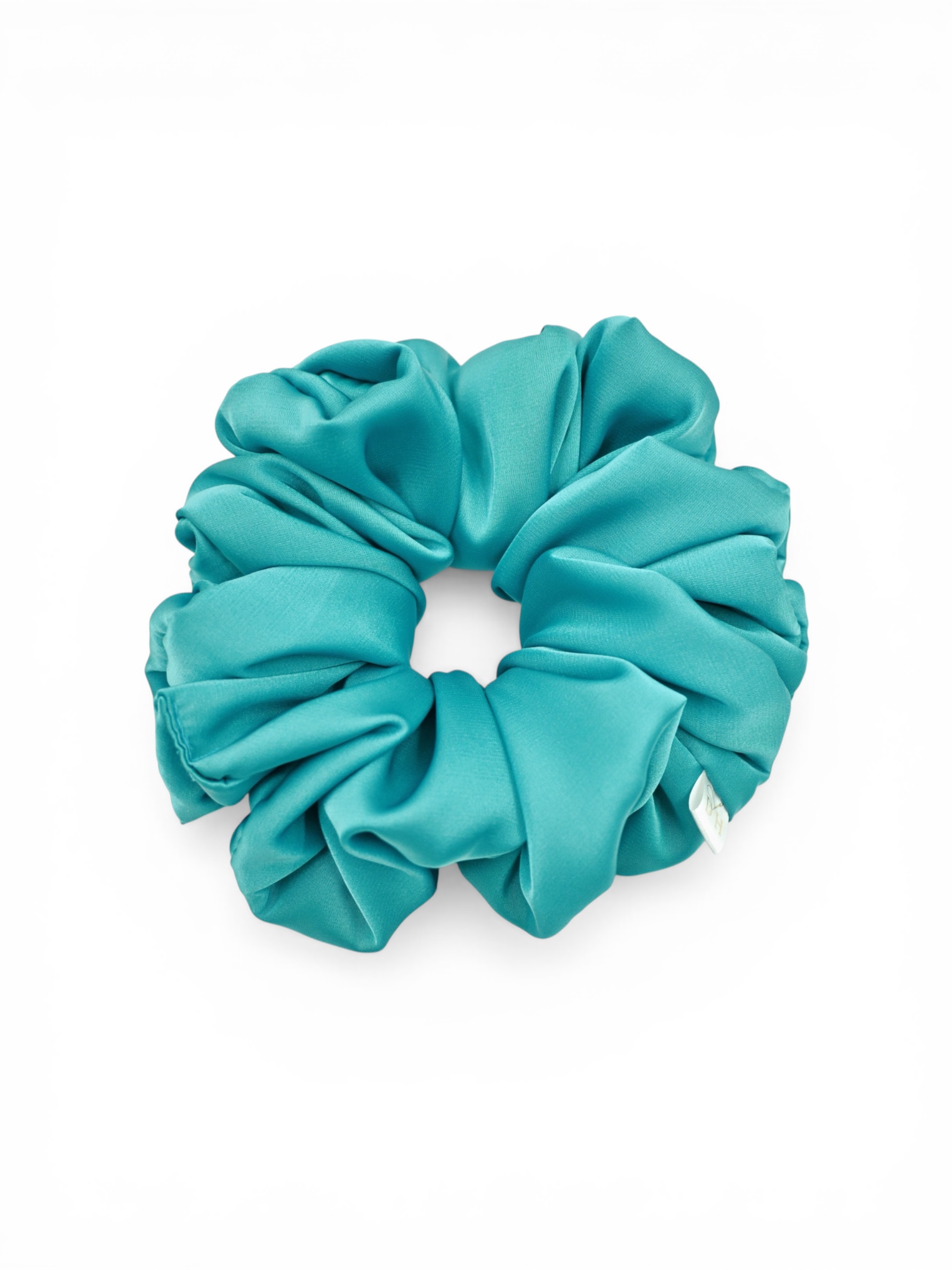 Jedwabna gumka do włosów Scrunchie Duża -Turkus