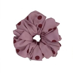 Scrunchie Kropki Czerwień-Róż Duża