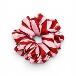 Scrunchie Pasy Czerwień-Róż Duża
