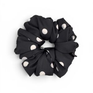Scrunchie Czarna w Grochy- Duża