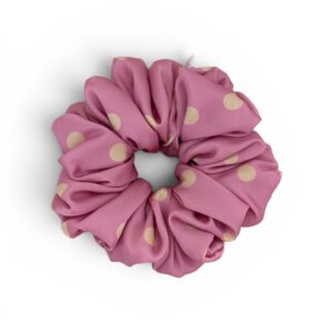 Scrunchie Róż w Żółte Kropki- Duża