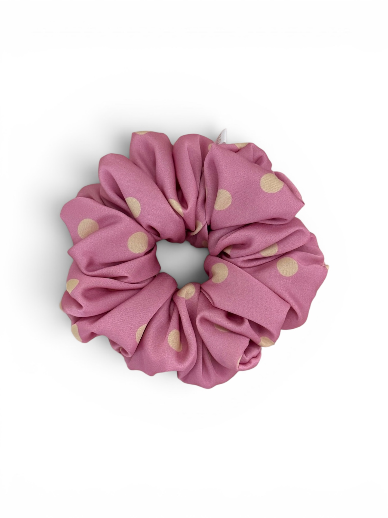 Scrunchie Róż w Żółte Kropki- Duża
