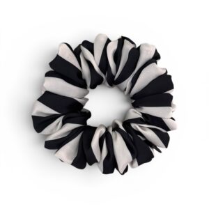 Scrunchie Ecru w Czarne Pasy-Standard