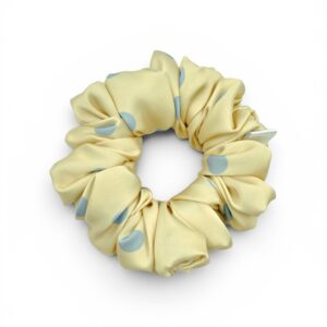 Scrunchie Żółta w Błękitne Kropki- Standard