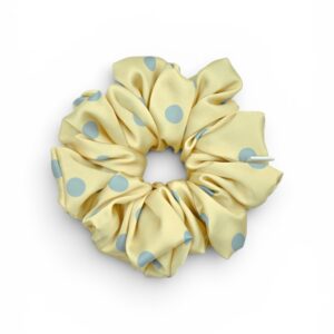 Scrunchie Żółta w Błękitne Kropki- Duża