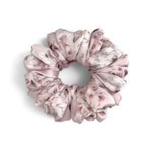 Scrunchie Brudny Róż w Kwiaty-Standard