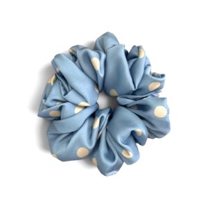 Scrunchie Błękitna w Żółte Kropki- Duża