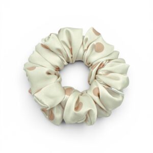 Scrunchie Ecru w Beżowe kropki- Standard