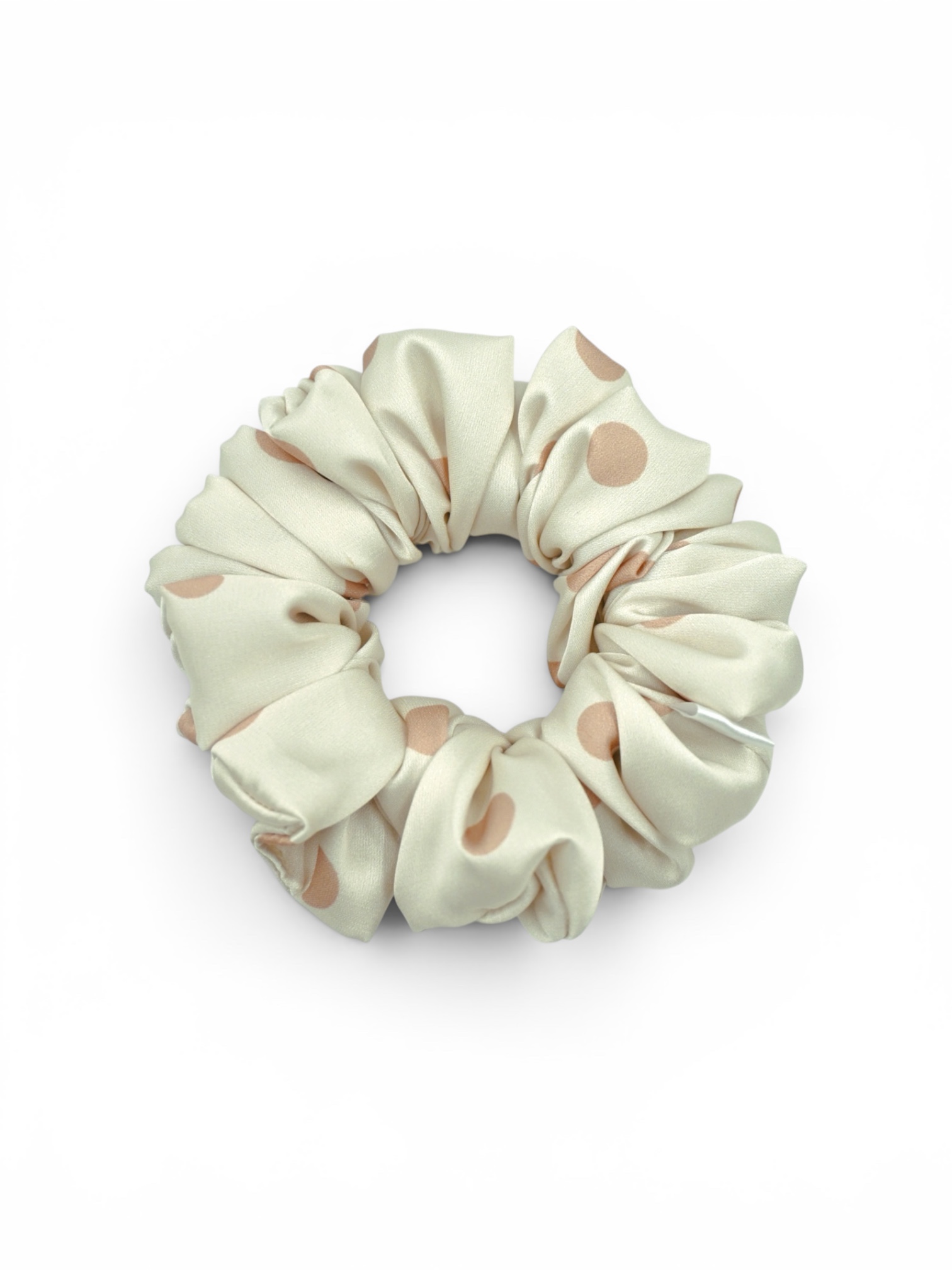 Scrunchie Ecru w Beżowe kropki- Standard
