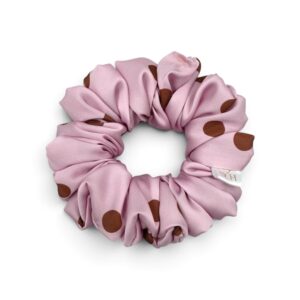 Scrunchie Róż w Brązowe Kropki-Standard