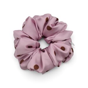 Scrunchie Róż w Brązowe Kropki-Duża