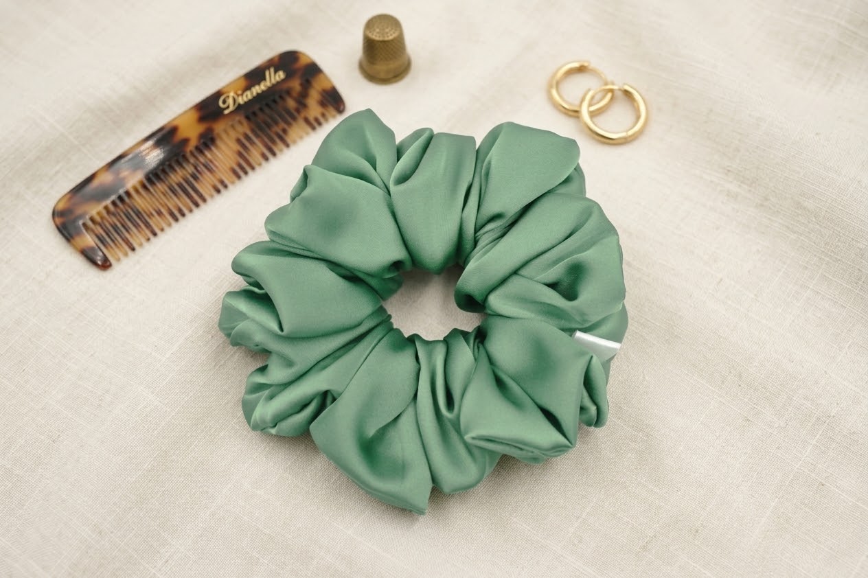 Scrunchie Szałwia Satyna Jedwabna- Duża - obrazek 2