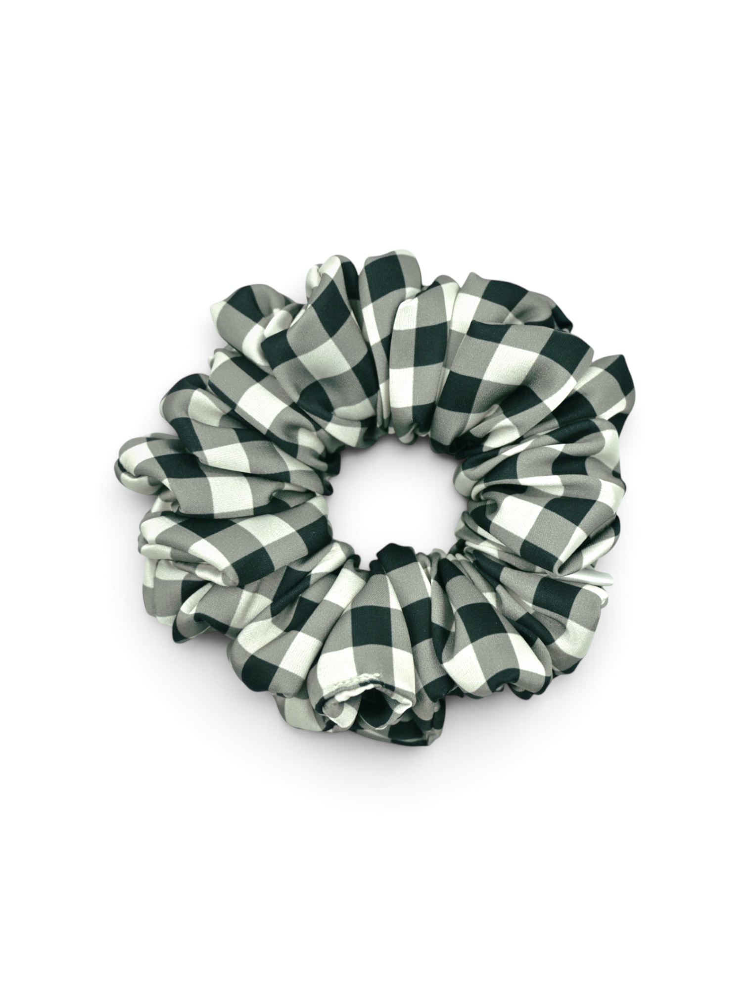 Scrunchie Kratka Vichy Ecru-Czerń-Standard