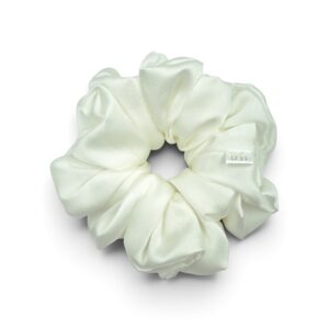 Scrunchie Śmietankowa Biel Jedwab-Duża