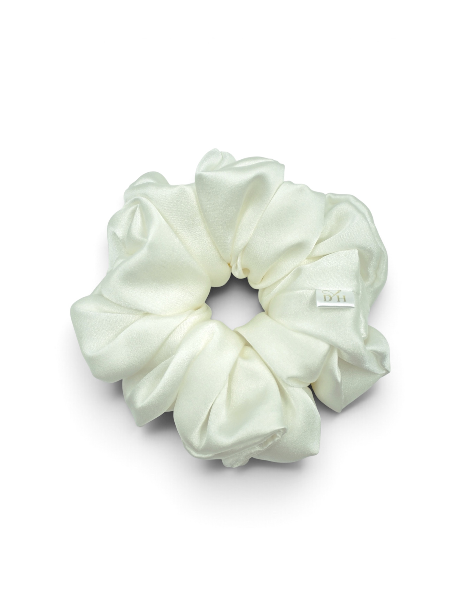 Scrunchie Śmietankowa Biel Jedwab-Duża