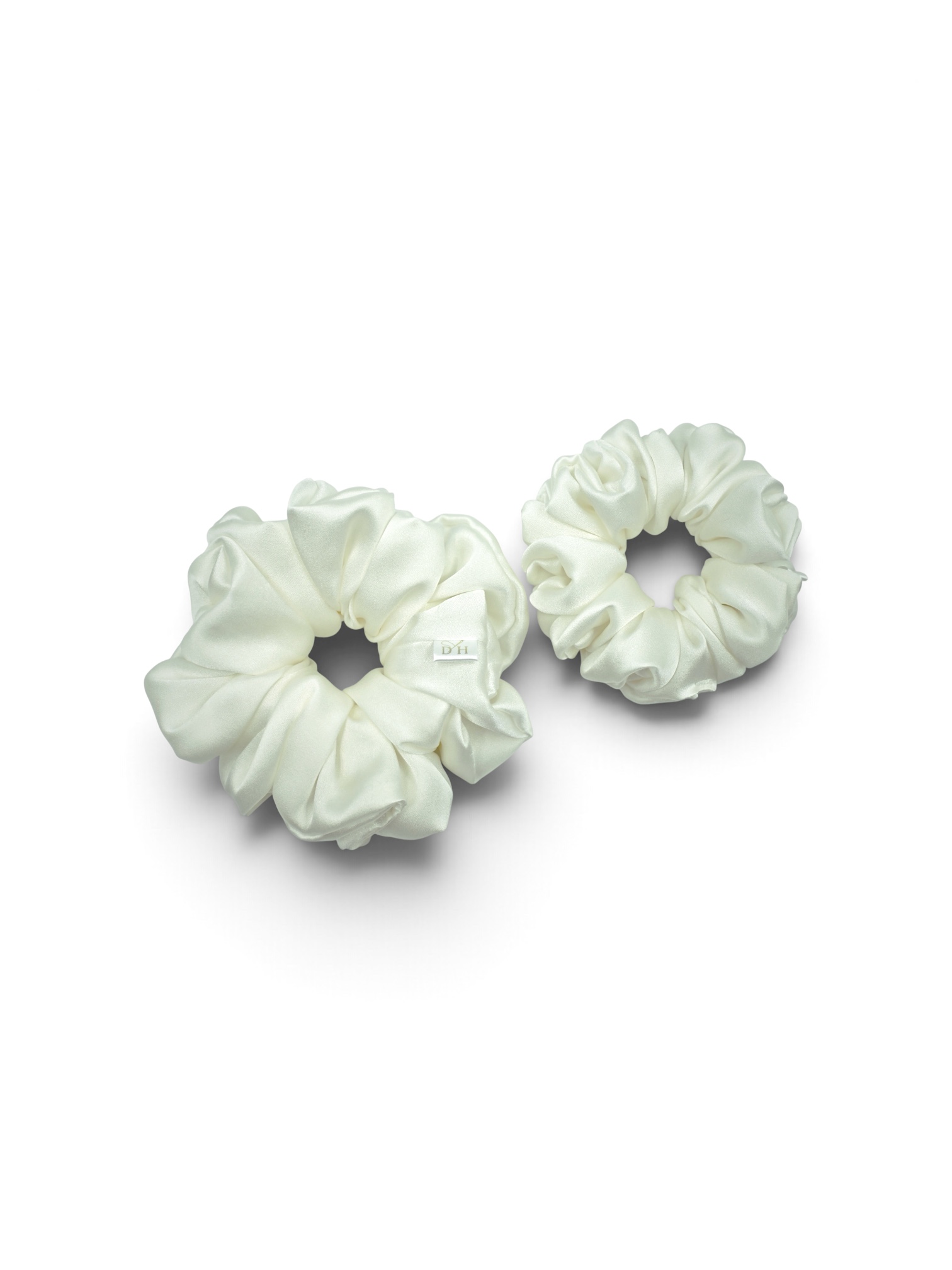 Scrunchie Śmietankowa Biel Jedwab-Standard - obrazek 2